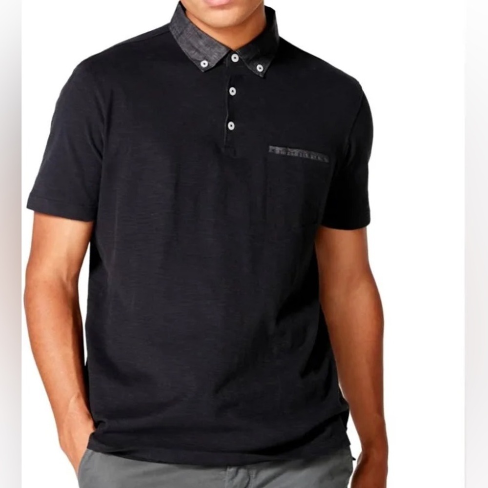 Good Man Brand Black Soft Slub Jersey Polo L
